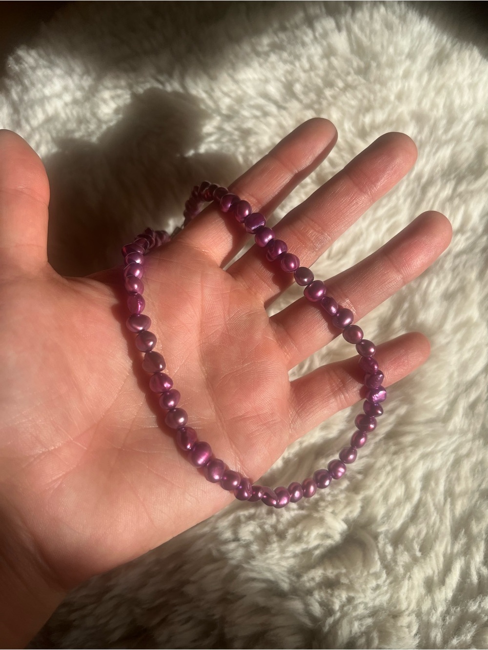 Sterling silver magnetic clasp lavender purple pearl necklace